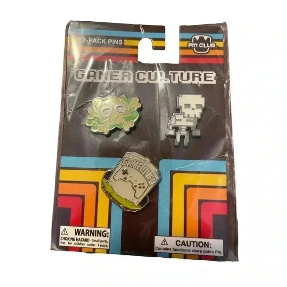 Gamer Culture 3-pack Enamel Pin Set New on Card Video Games Pin Club - Picture 1 of 2